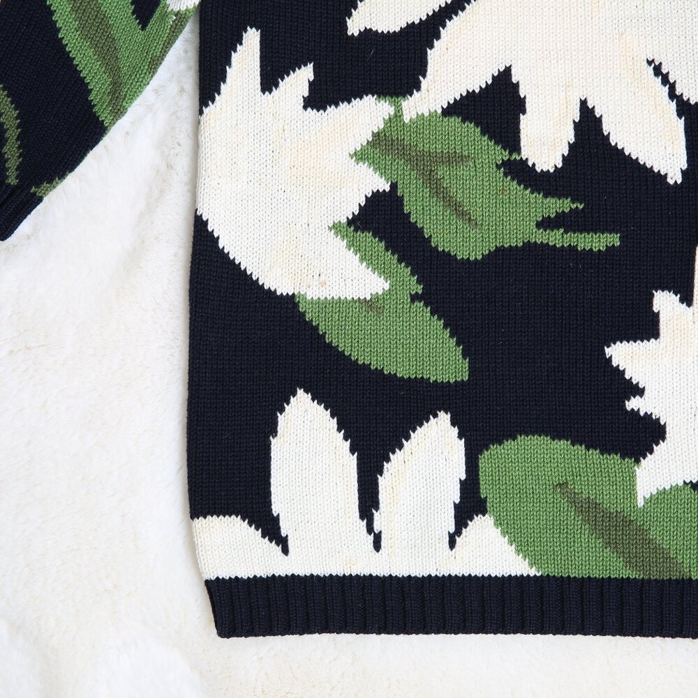 Vintage 1990s JONES NEW YORK 100% Cotton Graphic Daisy Sweater - Picture 8 of 13